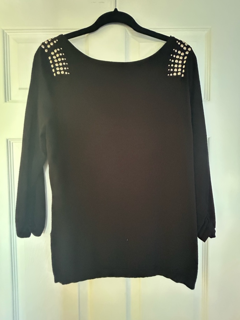 Express Black Crewneck Top with Branded Label